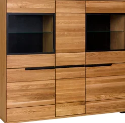 Home affaire Highboard Aluglastüren in Schwarz, Türen mit dampfer, dunklen Innenrückseite