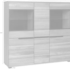 Home affaire Highboard Aluglastüren in Schwarz, Türen mit dampfer, dunklen Innenrückseite