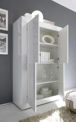 Home affaire Highboard »Basic Höhe 162 cm, Breite 102 cm, Kommode 4 Türen, Hochkommode« Metallgriff, moderne Rahmenoptik, viel Stauraum, Farbauswahl