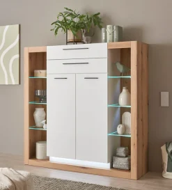 Home affaire Highboard »Brixen, moderne Kommode, Stauraumelement in Eiche Evoke Dekor« Metallgriffe, ausreichend Stauraum, vielseitig einsetzbar