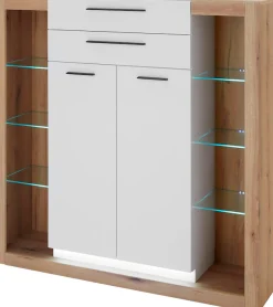 Home affaire Highboard »Brixen, moderne Kommode, Stauraumelement in Eiche Evoke Dekor« Metallgriffe, ausreichend Stauraum, vielseitig einsetzbar