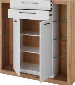 Home affaire Highboard »Brixen, moderne Kommode, Stauraumelement in Eiche Evoke Dekor« Metallgriffe, ausreichend Stauraum, vielseitig einsetzbar