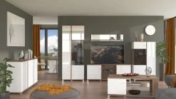 Home affaire Highboard »Burgundy Sideboard, Stauraumschrank, Anrichte, Hochschrank, B93cm« Hochglanzfronten und eine Innenausstattung in Flagstaff Eiche