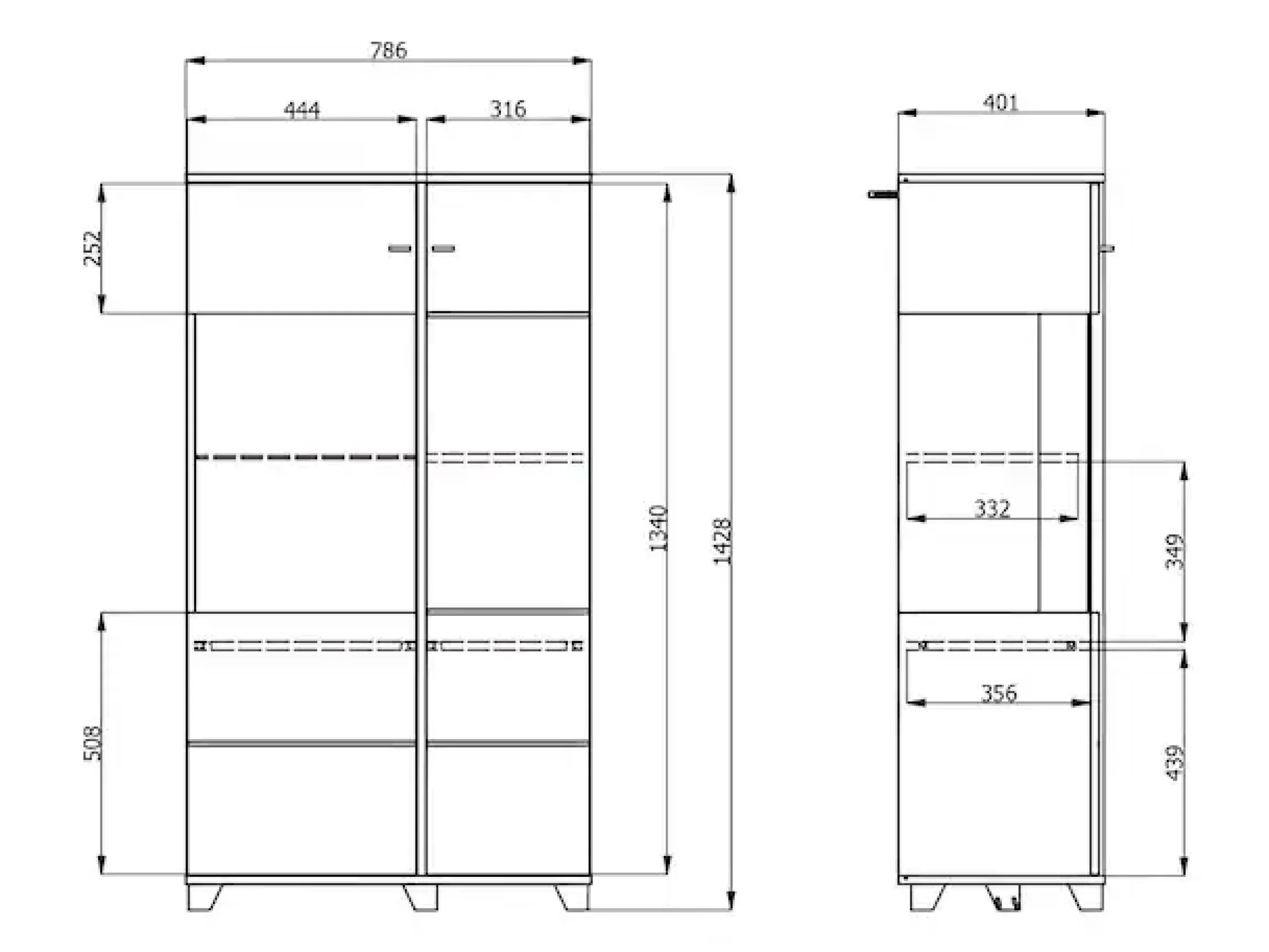 Home affaire Highboard »Burgundy Sideboard, Stauraumschrank, Anrichte, Hochschrank, B93cm« Hochglanzfronten und eine Innenausstattung in Flagstaff Eiche