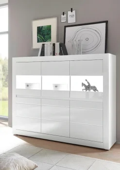 Home affaire Highboard »Carat« Breite 164 cm, Blende in weiß und betonfarben im Lieferumfang