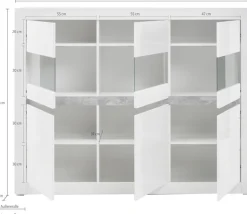 Home affaire Highboard »Carat« Breite 164 cm, Blende in weiß und betonfarben im Lieferumfang