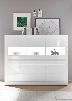 Home affaire Highboard »Carat« Breite 164 cm, Blende in weiß und betonfarben im Lieferumfang