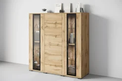 Home affaire Highboard »Caro, modernes Design mit Glaseinsätzen, Breite 120 cm« 1 Stk. tlg. grifflose Fronten mit Push-to-Open, höhenverstellbare Einlegeböden