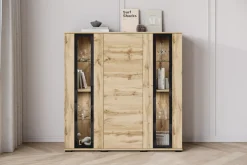 Home affaire Highboard »Caro, modernes Design mit Glaseinsätzen, Breite 120 cm« 1 Stk. tlg. grifflose Fronten mit Push-to-Open, höhenverstellbare Einlegeböden