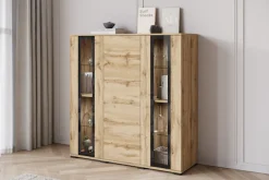 Home affaire Highboard »Caro, modernes Design mit Glaseinsätzen, Breite 120 cm« 1 Stk. tlg. grifflose Fronten mit Push-to-Open, höhenverstellbare Einlegeböden