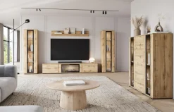 Home affaire Highboard »Caro, modernes Design mit Glaseinsätzen, Breite 120 cm« 1 Stk. tlg. grifflose Fronten mit Push-to-Open, höhenverstellbare Einlegeböden