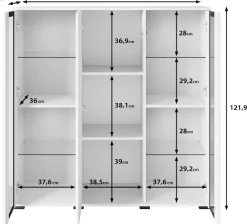 Home affaire Highboard »Caro, modernes Design mit Glaseinsätzen, Breite 120 cm« 1 Stk. tlg. grifflose Fronten mit Push-to-Open, höhenverstellbare Einlegeböden