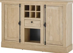 Home affaire Highboard »Cornwall, Kommode im Landhausstil, Schrank, Sideboard, Eiche Dekor« 1 Stk. tlg. verschnörkelte Metallgriffe, ausreichend Stauraum, 152 cm breit