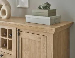 Home affaire Highboard »Cornwall, Kommode im Landhausstil, Schrank, Sideboard, Eiche Dekor« 1 Stk. tlg. verschnörkelte Metallgriffe, ausreichend Stauraum, 152 cm breit