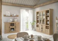 Home affaire Highboard »Cornwall, Kommode im Landhausstil, Schrank, Sideboard, Eiche Dekor« 1 Stk. tlg. verschnörkelte Metallgriffe, ausreichend Stauraum, 152 cm breit