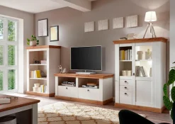 Home affaire Highboard »Cremona, Vitrine im Landhausstil, Hochschrank, moderne Glasvitrine« Metallgriffe, ausreichend Stauraum, vielseitig einsetzbar, 139 cm hoch