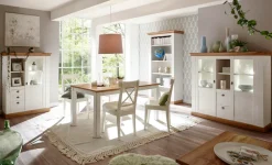 Home affaire Highboard »Cremona, Vitrine im Landhausstil, Hochschrank, moderne Glasvitrine« Metallgriffe, ausreichend Stauraum, vielseitig einsetzbar, 139 cm hoch