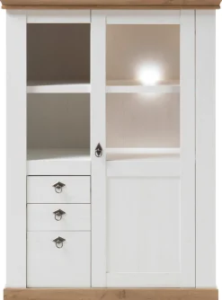 Home affaire Highboard »Cremona, Vitrine im Landhausstil, Hochschrank, moderne Glasvitrine« Metallgriffe, ausreichend Stauraum, vielseitig einsetzbar, 139 cm hoch