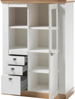 Home affaire Highboard »Cremona, Vitrine im Landhausstil, Hochschrank, moderne Glasvitrine« Metallgriffe, ausreichend Stauraum, vielseitig einsetzbar, 139 cm hoch