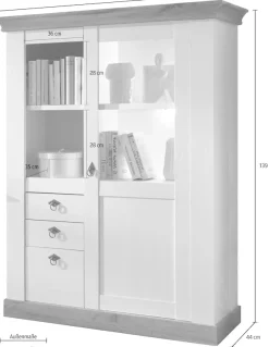 Home affaire Highboard »Cremona, Vitrine im Landhausstil, Hochschrank, moderne Glasvitrine« Metallgriffe, ausreichend Stauraum, vielseitig einsetzbar, 139 cm hoch