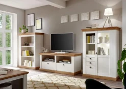 Home affaire Highboard »Cremona, Vitrine im Landhausstil, Hochschrank, moderne Glasvitrine« Metallgriffe, ausreichend Stauraum, vielseitig einsetzbar, 139 cm hoch