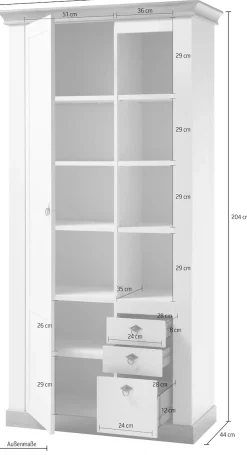 Home affaire Highboard »Cremona, Schrank, Wohnzimmerschrank, Mehrzweckschrank, Regal« im Landhausstil, ausreichend Stauraum, vielseitig, 204 cm hoch