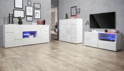 Home affaire Highboard »Dama Höhe 111 cm, Breite 121 cm, Kommode 2 Türen, Hochkommode« Front in 3D-Optik, viel Stauraum, verschiedene Farben