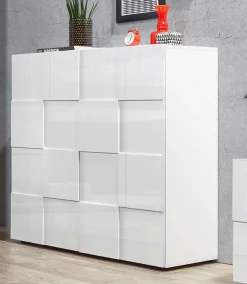 Home affaire Highboard »Dama Höhe 111 cm, Breite 121 cm, Kommode 2 Türen, Hochkommode« Front in 3D-Optik, viel Stauraum, verschiedene Farben
