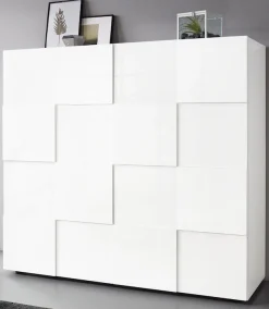 Home affaire Highboard »Dama Höhe 111 cm, Breite 121 cm, Kommode 2 Türen, Hochkommode« Front in 3D-Optik, viel Stauraum, verschiedene Farben