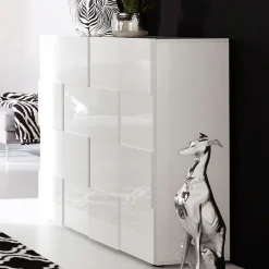 Home affaire Highboard »Dama Höhe 111 cm, Breite 121 cm, Kommode 2 Türen, Hochkommode« Front in 3D-Optik, viel Stauraum, verschiedene Farben