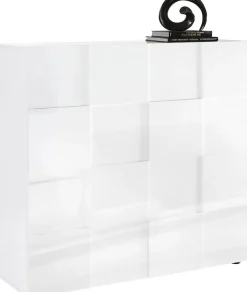 Home affaire Highboard »Dama Höhe 111 cm, Breite 121 cm, Kommode 2 Türen, Hochkommode« Front in 3D-Optik, viel Stauraum, verschiedene Farben