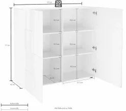 Home affaire Highboard »Dama Höhe 111 cm, Breite 121 cm, Kommode 2 Türen, Hochkommode« Front in 3D-Optik, viel Stauraum, verschiedene Farben
