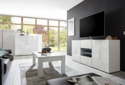 Home affaire Highboard »Dama Höhe 111 cm, Breite 121 cm, Kommode 2 Türen, Hochkommode« Front in 3D-Optik, viel Stauraum, verschiedene Farben