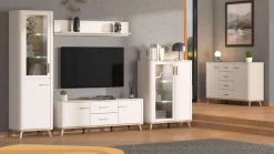 Home affaire Highboard »Darwen Sideboard, Kommode, Anrichte, Schrank, Vitrine« Abgerundete Kanten, matte Kaschmir-Oberflächen, mit 4 Böden