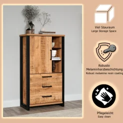 Home affaire Highboard »Elda« 1 Stk. tlg. Vitrine mit 1 Tür & 3 Schubladen mit Vollauszug – (B/T/H) 87/45/155 cm