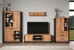 Home affaire Highboard »Elda« 1 Stk. tlg. Vitrine mit 1 Tür & 3 Schubladen mit Vollauszug – (B/T/H) 87/45/155 cm