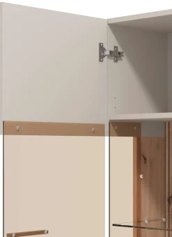 Home affaire Highboard »Essex, Hochkommode, Vitrine, Glasvitrine, Kombi-Highboard« Modernes Highboard in Kaschmir mit Glasfront & Lamellen-Optik