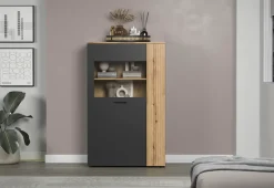 Home affaire Highboard »Estepona« 1 Stk. tlg. Highboard mit 2 Türen - (B/T/H) 90/42/146 cm