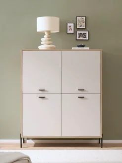 Home affaire Highboard »Fredericia, Hochkommode, modernder Stauraum in Kaschmir« zeitlos, schwarze Metallgriffe und -füße, ausreichend Stauraum