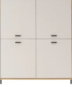 Home affaire Highboard »Fredericia, Hochkommode, modernder Stauraum in Kaschmir« zeitlos, schwarze Metallgriffe und -füße, ausreichend Stauraum