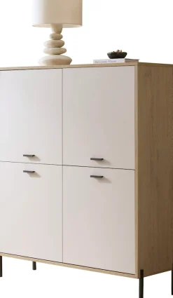 Home affaire Highboard »Fredericia, Hochkommode, modernder Stauraum in Kaschmir« zeitlos, schwarze Metallgriffe und -füße, ausreichend Stauraum