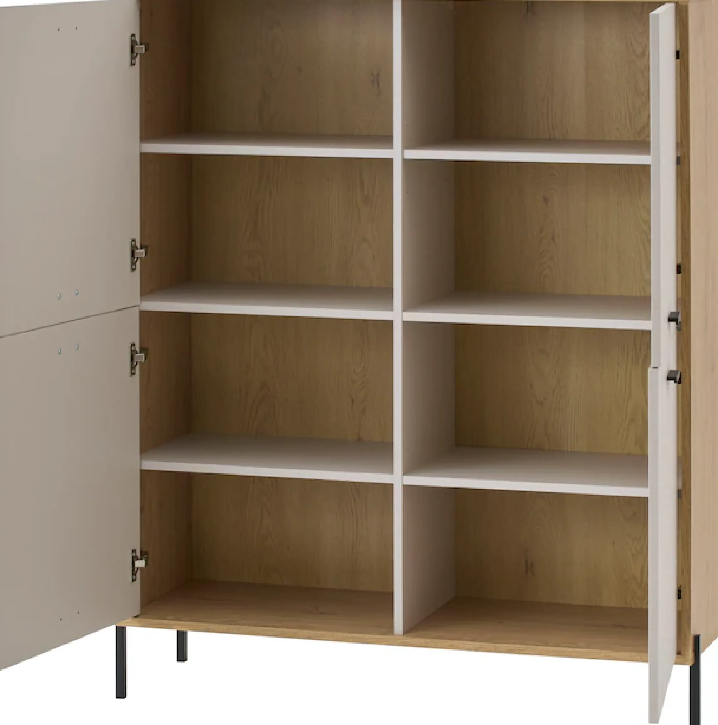 Home affaire Highboard »Fredericia, Hochkommode, modernder Stauraum in Kaschmir« zeitlos, schwarze Metallgriffe und -füße, ausreichend Stauraum