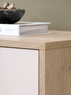 Home affaire Highboard »Fredericia, Hochkommode, modernder Stauraum in Kaschmir« zeitlos, schwarze Metallgriffe und -füße, ausreichend Stauraum