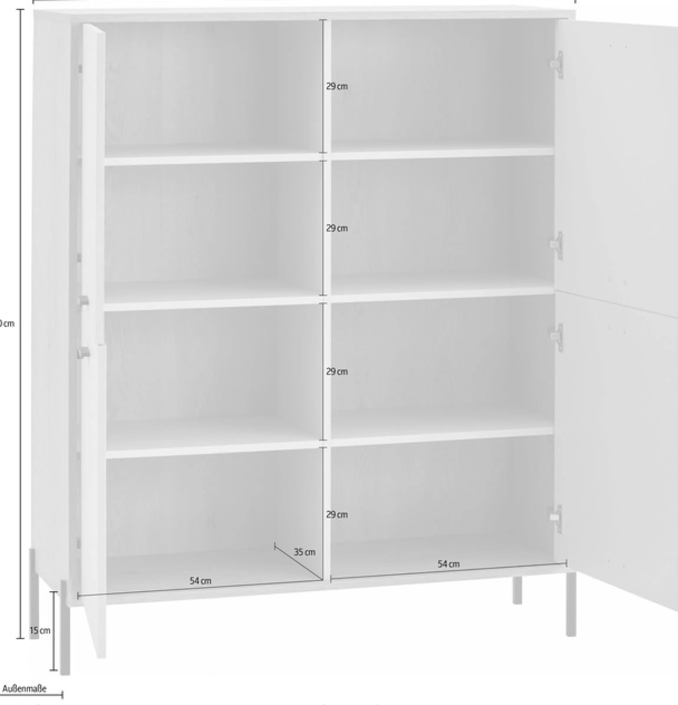 Home affaire Highboard »Fredericia, Hochkommode, modernder Stauraum in Kaschmir« zeitlos, schwarze Metallgriffe und -füße, ausreichend Stauraum