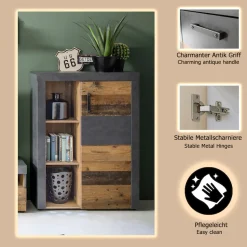 Home affaire Highboard »Ilana« Stauraumschrank mit 1 Tür & 3 Fächern - (B/T/H) 87/34/118 cm