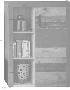Home affaire Highboard »Ilana« Stauraumschrank mit 1 Tür & 3 Fächern - (B/T/H) 87/34/118 cm