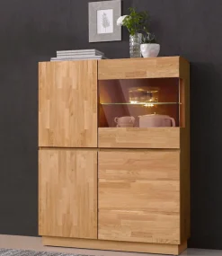 Home affaire Highboard »Laima« Vitrine, Höhe 120 cm, teilmassiv, FSC®-zertifiziert