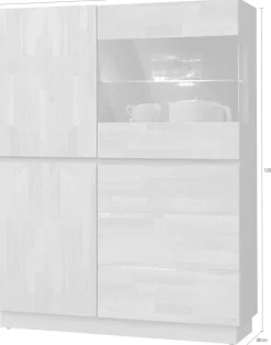 Home affaire Highboard »Laima« Vitrine, Höhe 120 cm, teilmassiv, FSC®-zertifiziert