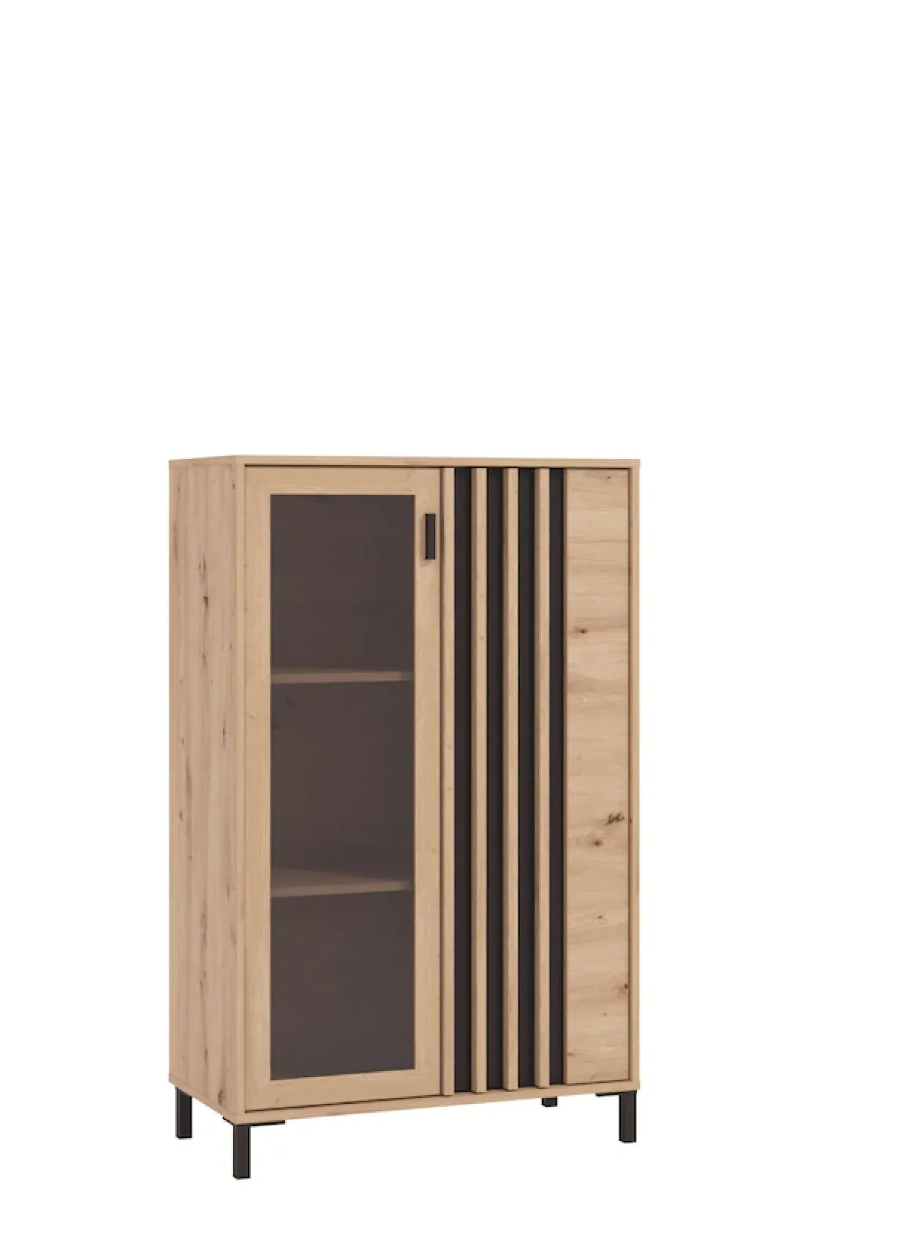 Home affaire Highboard »LAVAL, Hochkommode, Vitrine, Glasvitrine, Kombi-Highboard« Modernes Highboard in Artisan-Dekor mit Glasfront & Lamellen-Optik