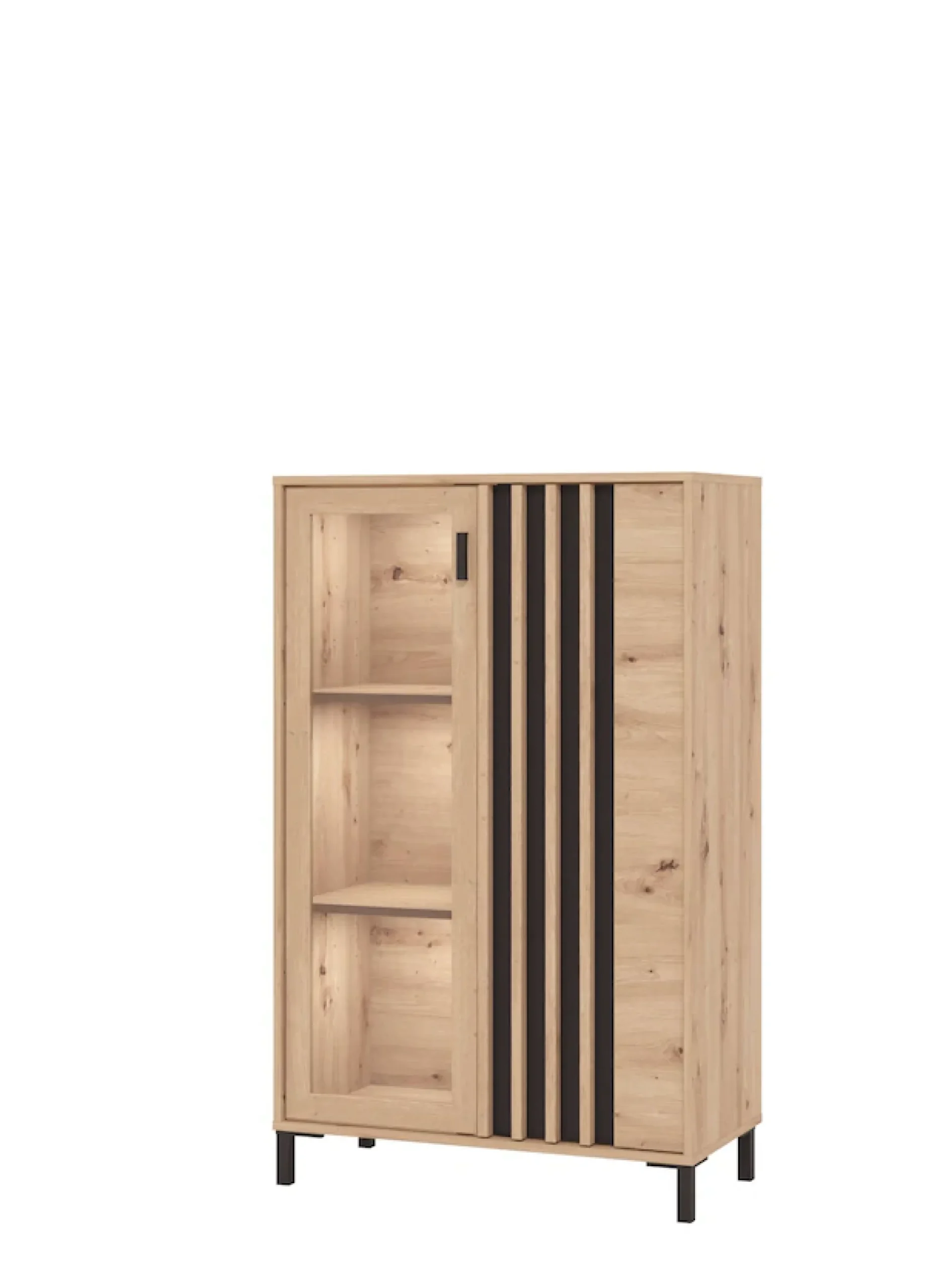 Home affaire Highboard »LAVAL, Hochkommode, Vitrine, Glasvitrine, Kombi-Highboard« Modernes Highboard in Artisan-Dekor mit Glasfront & Lamellen-Optik